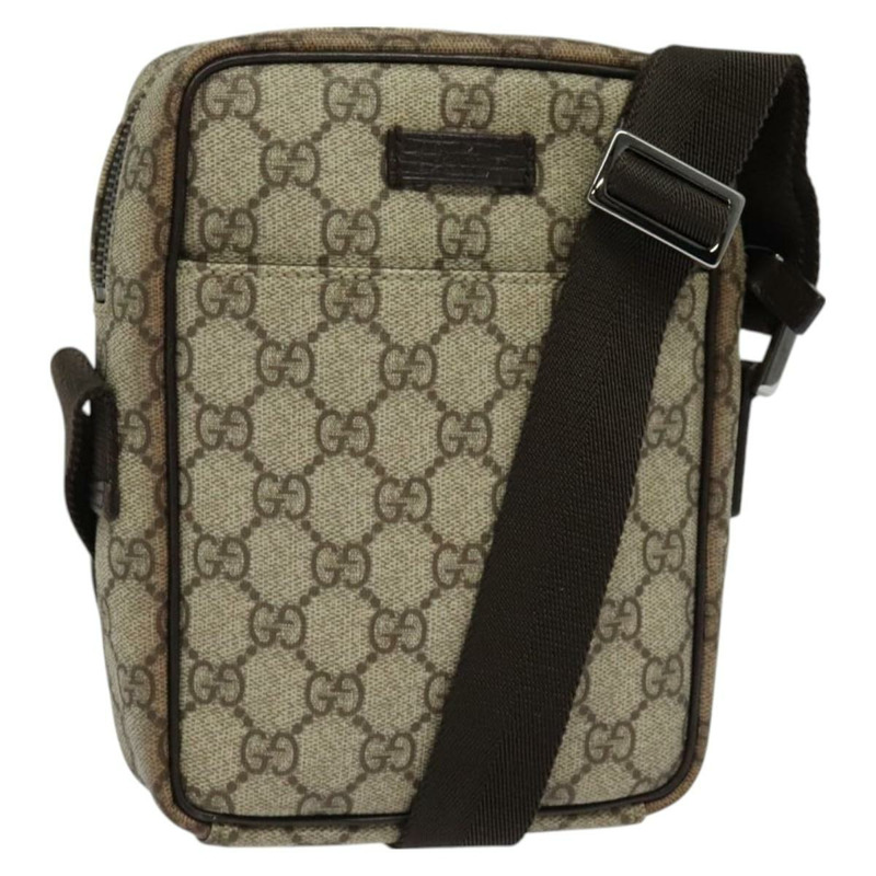 【日本直送】GUCCI GG Supreme 單肩包 PVC 米色銀色 122754 正品 127080-0