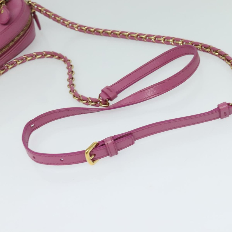 【日本直送】Salvatore Ferragamo 鏈條單肩包 Safiano 皮革 粉金色金色正品 125710-6