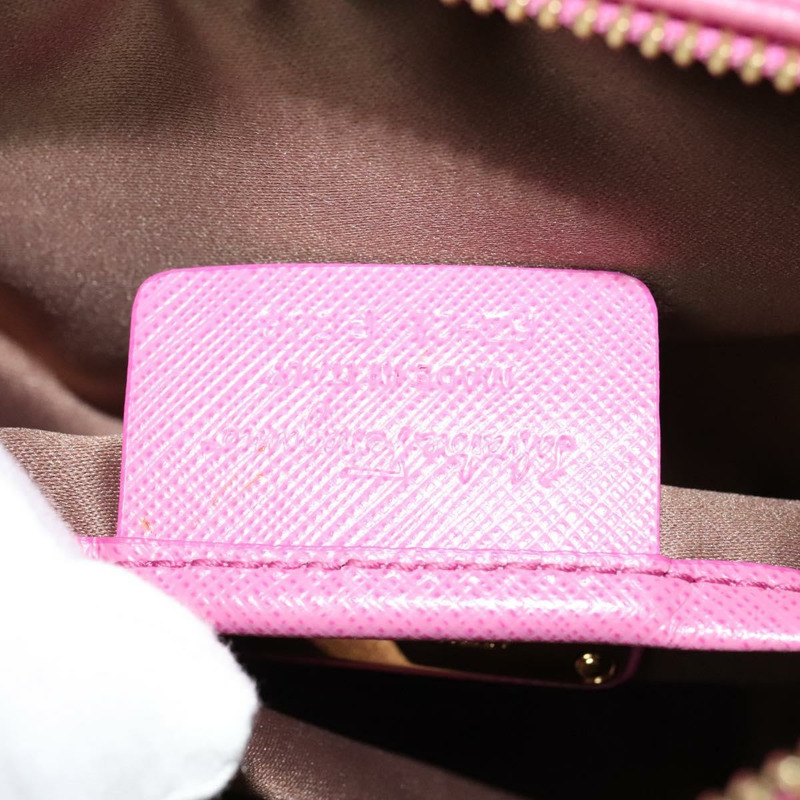 【日本直送】Salvatore Ferragamo 鏈條單肩包 Safiano 皮革 粉金色金色正品 125710-11