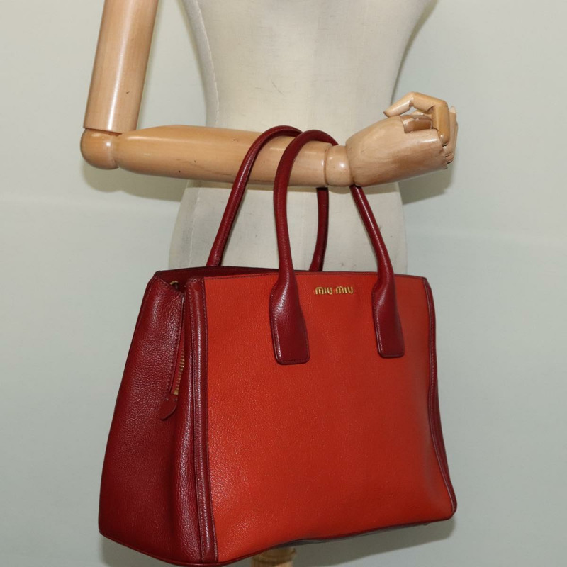 【日本直送】Miu Miu 手提包 皮革 紅色 金色 正品 125761-25