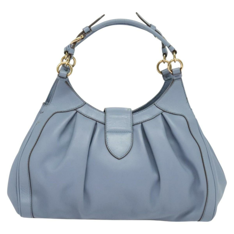 【日本直送】Salvatore Ferragamo Gancini 手提包 皮革 2way Blue Gold Auth 128064-1