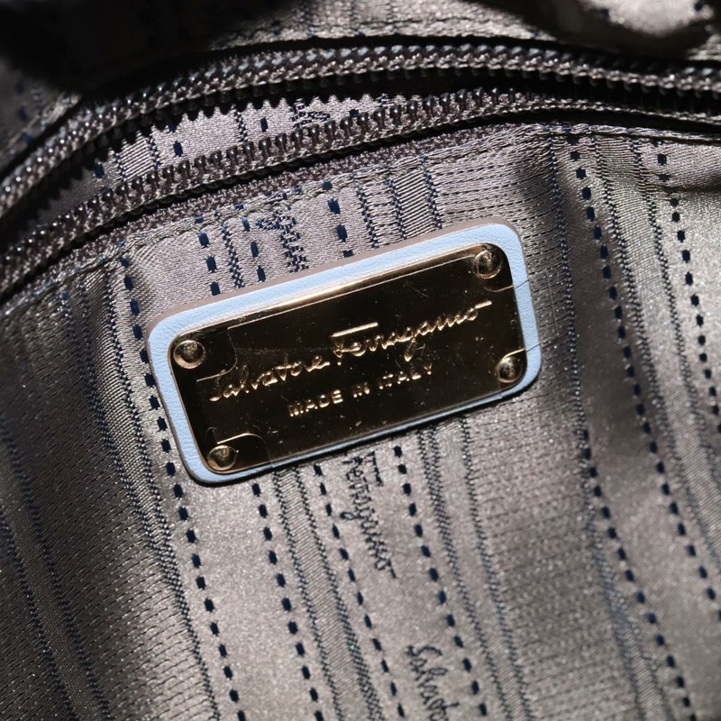 【日本直送】Salvatore Ferragamo Gancini 手提包 皮革 2way Blue Gold Auth 128064-17