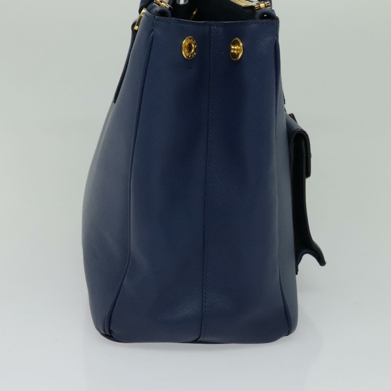 【日本直送】PRADA 手提包 Safiano 皮革 2way 藍色 金色 正品 125760-2