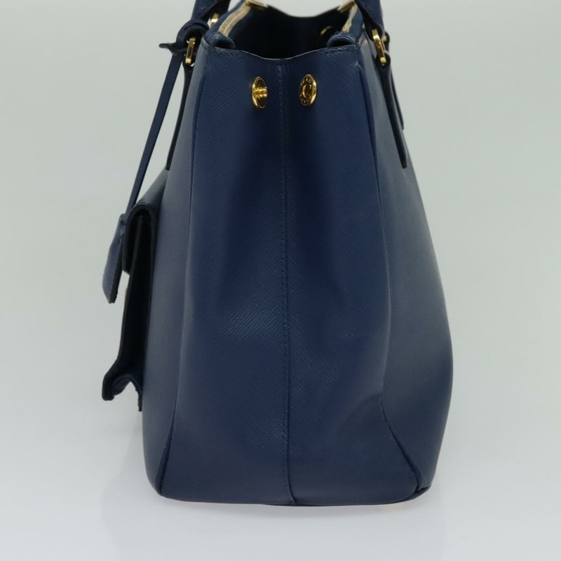 【日本直送】PRADA 手提包 Safiano 皮革 2way 藍色 金色 正品 125760-3