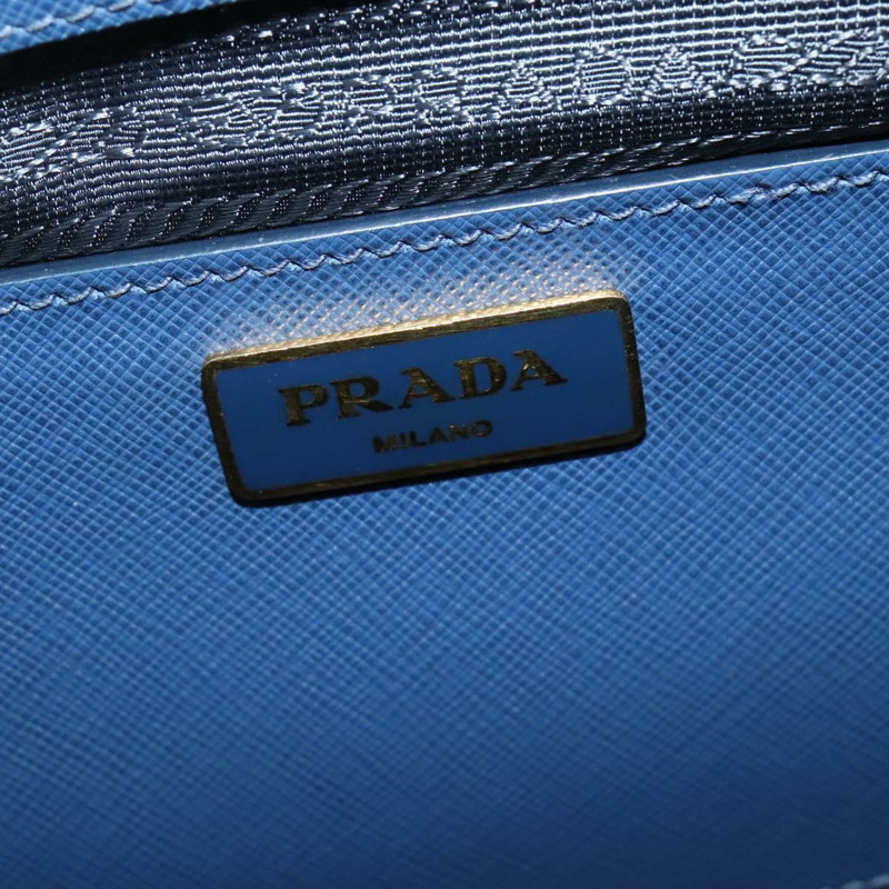 【日本直送】PRADA 手提包 Safiano 皮革 2way 藍色 金色 正品 125760-9