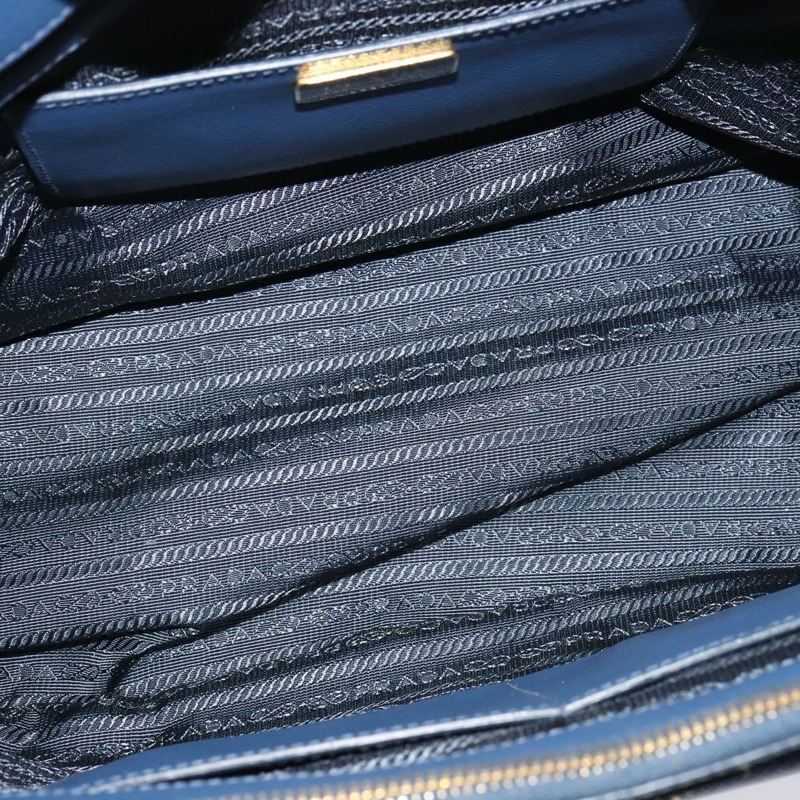 【日本直送】PRADA 手提包 Safiano 皮革 2way 藍色 金色 正品 125760-10