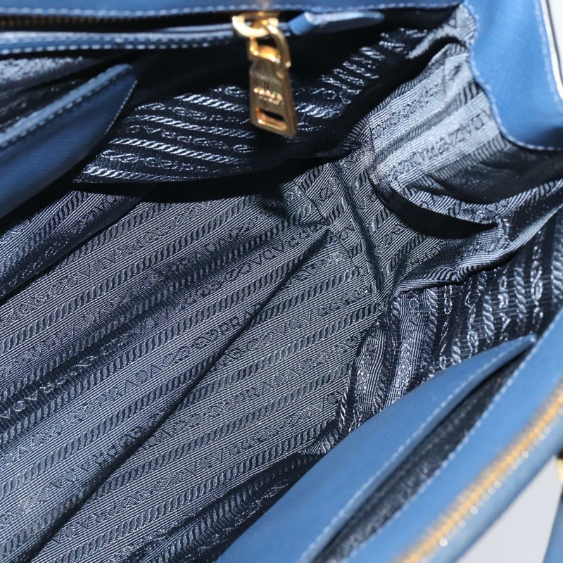 【日本直送】PRADA 手提包 Safiano 皮革 2way 藍色 金色 正品 125760-17