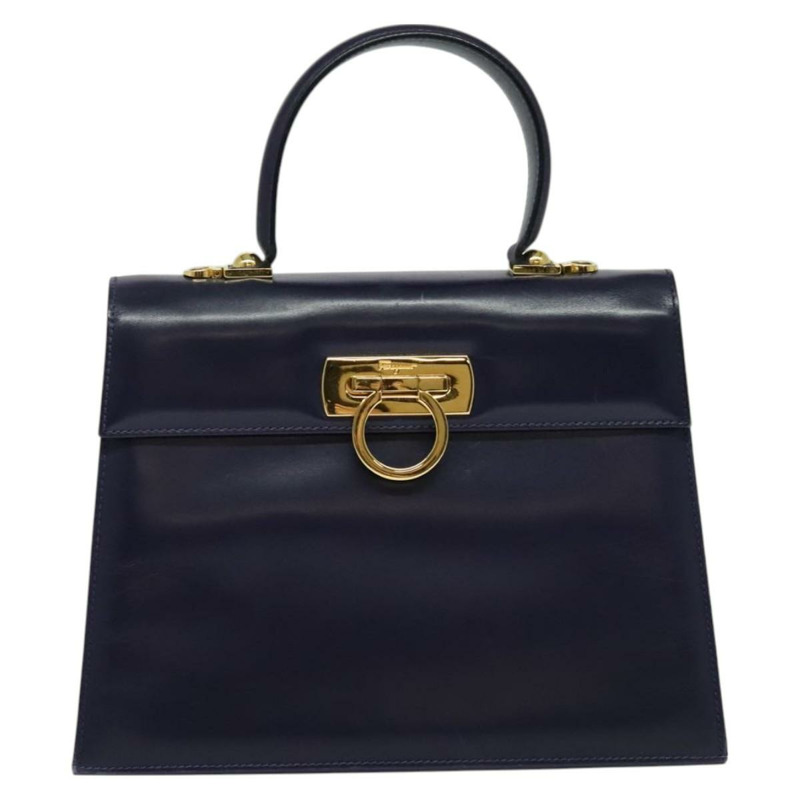 【日本直送】Salvatore Ferragamo Gancini 手提包 皮革 2 向 紫金 正品 128108-12