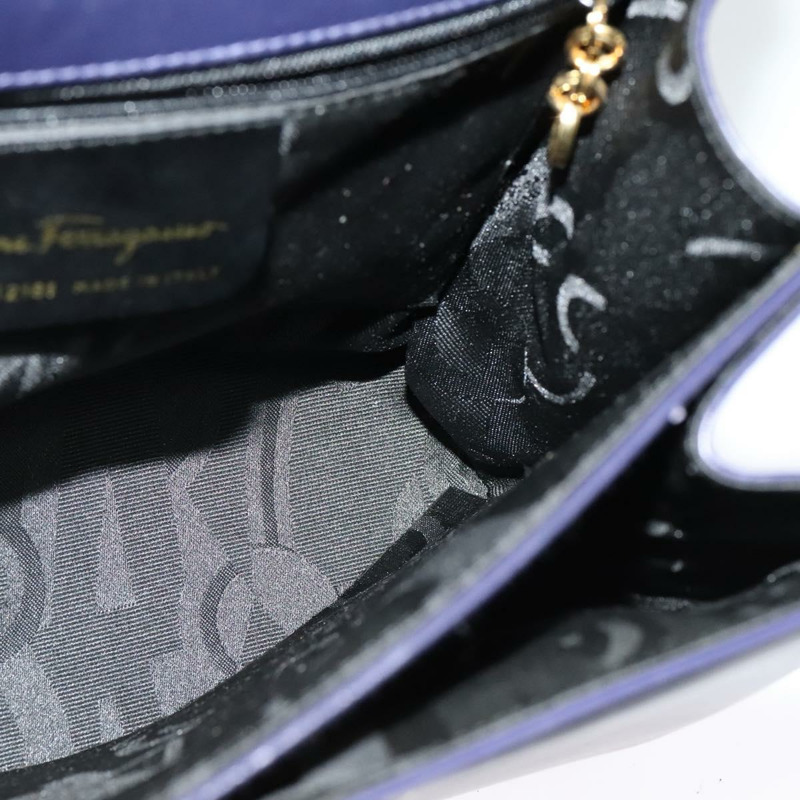 【日本直送】Salvatore Ferragamo Gancini 手提包 皮革 2 向 紫金 正品 128108-17