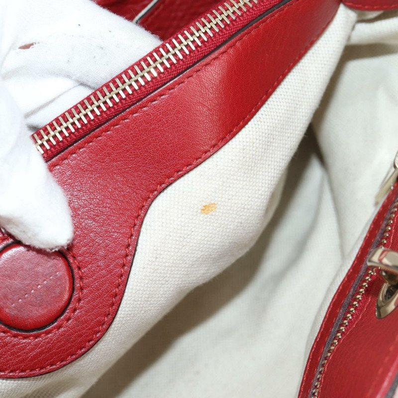 【日本直送】GUCCI 竹節手提包 皮革 2 向 紅金色 323660 正品 125733-9