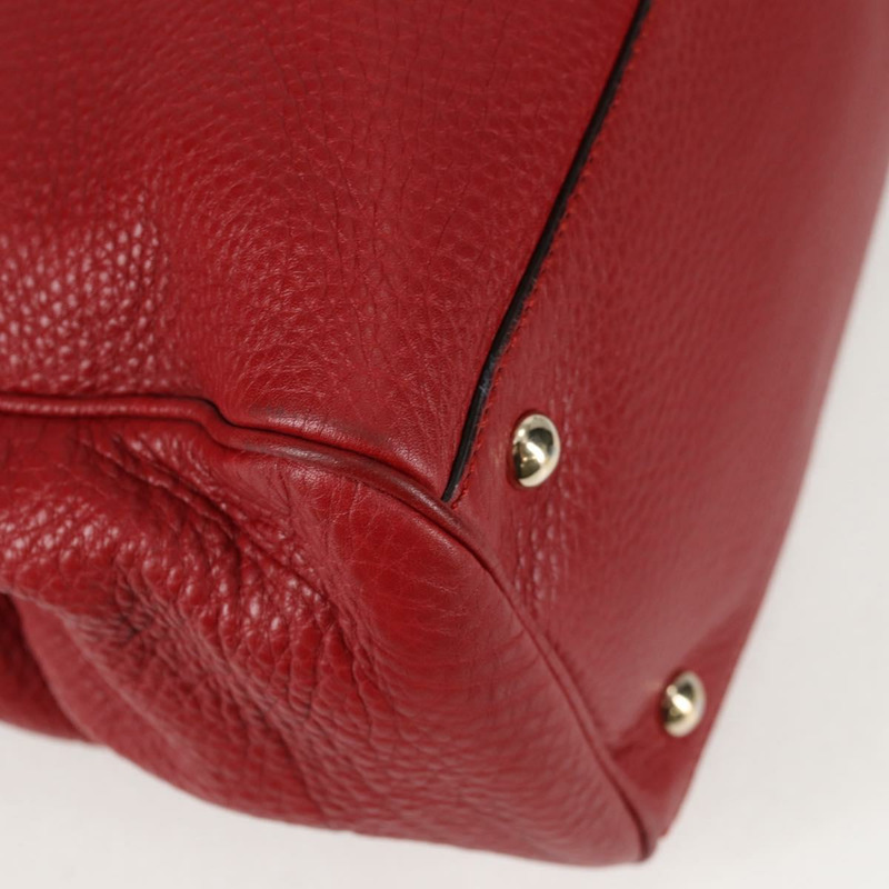 【日本直送】GUCCI 竹節手提包 皮革 2 向 紅金色 323660 正品 125733-13