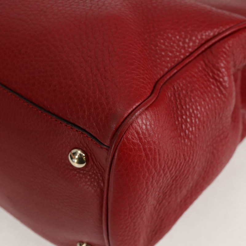 【日本直送】GUCCI 竹節手提包 皮革 2 向 紅金色 323660 正品 125733-14