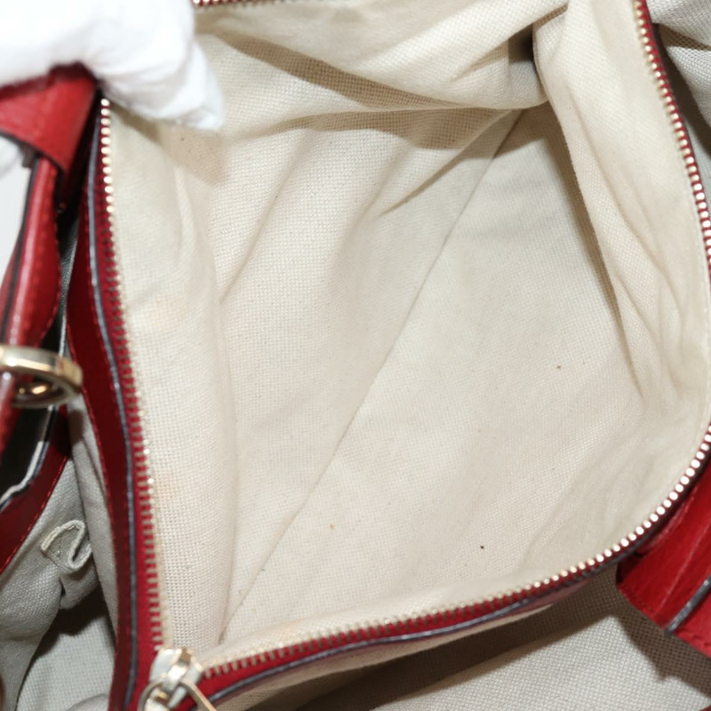 【日本直送】GUCCI 竹節手提包 皮革 2 向 紅金色 323660 正品 125733-20