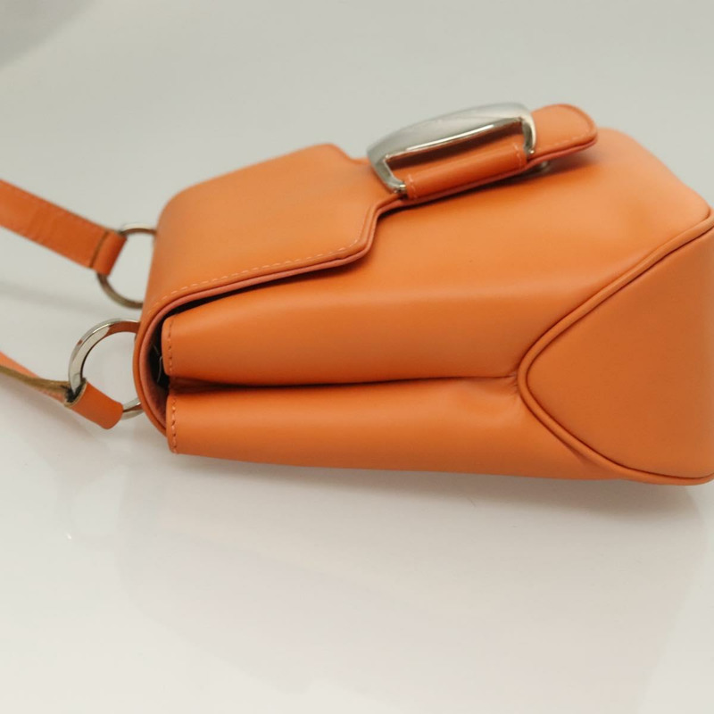 【日本直送】Salvatore Ferragamo Vera 肩背包 琺瑯 橘色 銀色 正品 128998-3