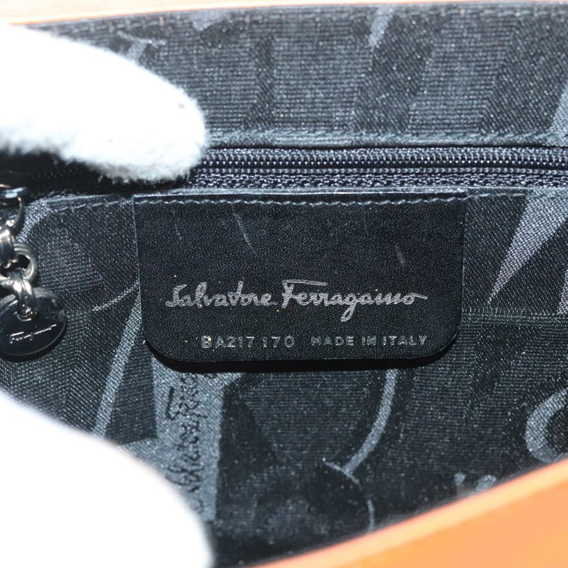 【日本直送】Salvatore Ferragamo Vera 肩背包 琺瑯 橘色 銀色 正品 128998-11