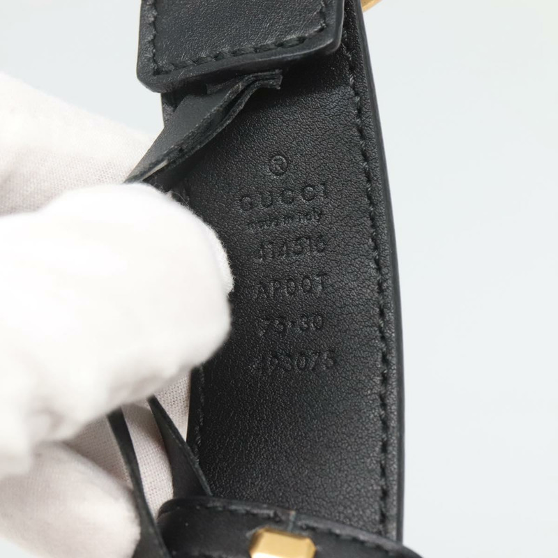 【日本直送】GUCCI GG Marmont 皮帶 皮革 33.5吋 黑色 金黃色 414516 正品 129193-11
