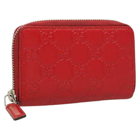 GUCCI GG 帆布 Guccissima 零錢包皮革紅色 255452 正品 127950V