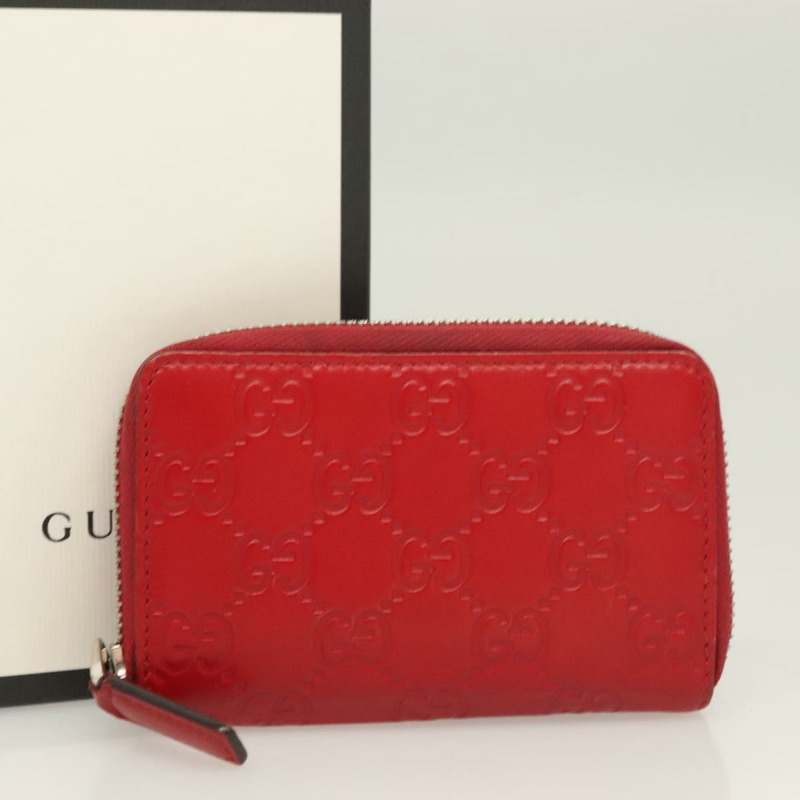 【日本直送】GUCCI GG帆布Guccissima零錢包，紅色皮革款，貨號255452，正品編號127950V-11