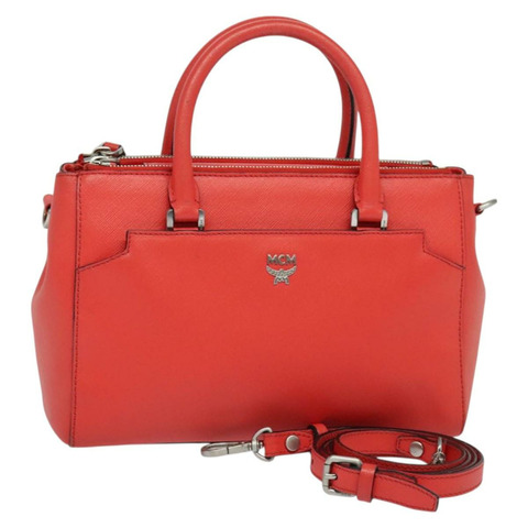 MCM 手提包 皮革 2 款可選 紅色 銀色 正品 129397