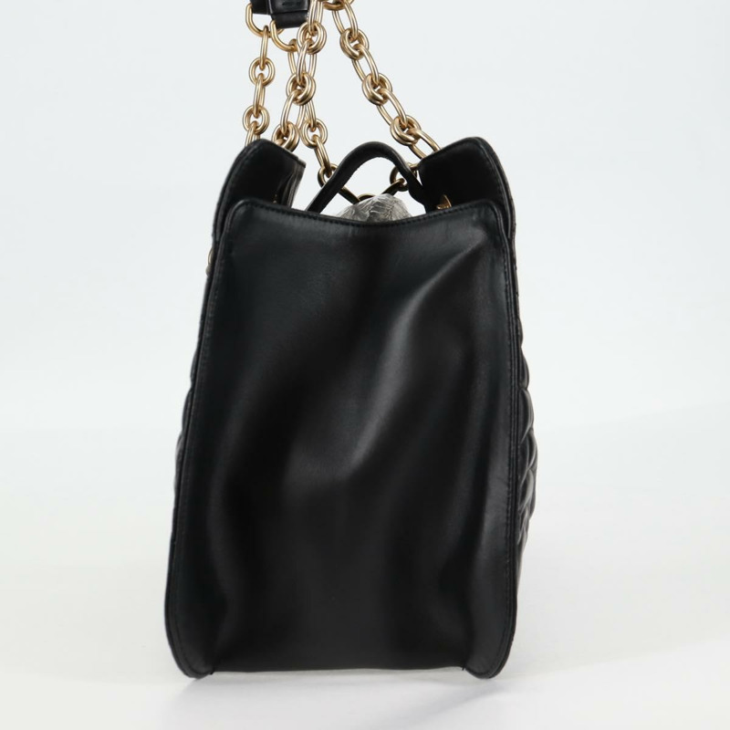 【日本直送】Salvatore Ferragamo 鏈條手提包，黑色皮革，金色，正品，貨號 128371M-2