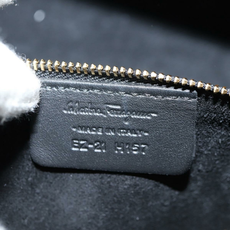 【日本直送】Salvatore Ferragamo 鏈條手提包，黑色皮革，金色，正品，貨號 128371M-10