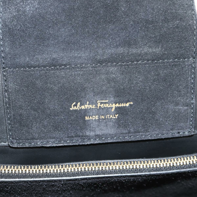 【日本直送】Salvatore Ferragamo 鏈條手提包，黑色皮革，金色，正品，貨號 128371M-17