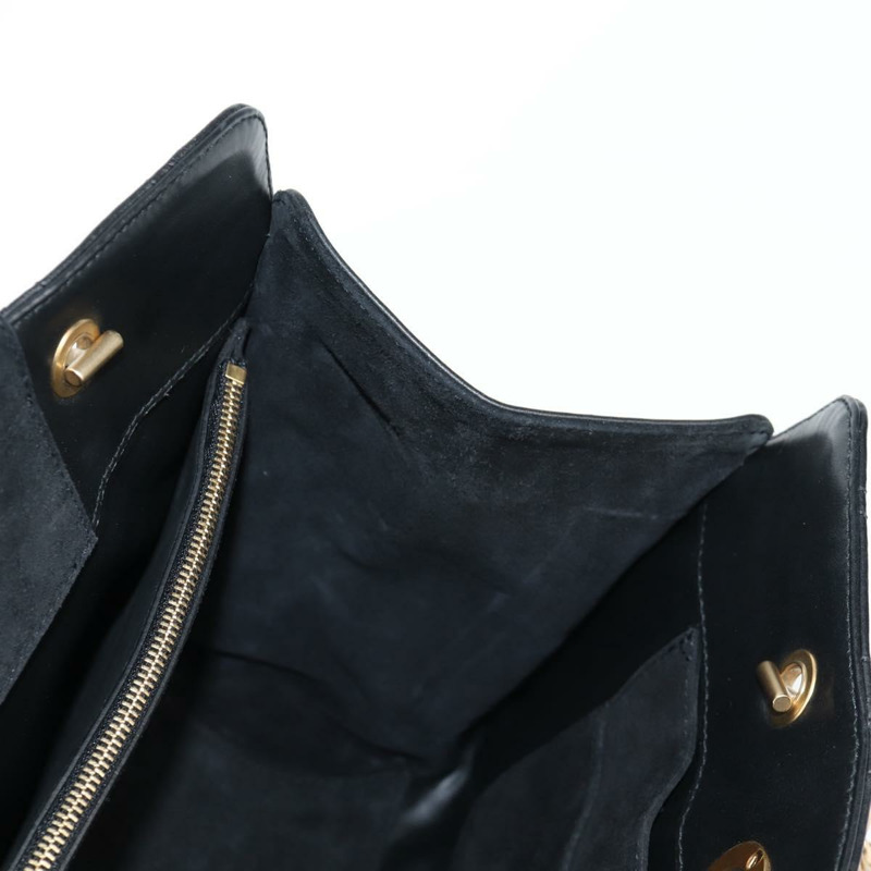 【日本直送】Salvatore Ferragamo 鏈條手提包，黑色皮革，金色，正品，貨號 128371M-18