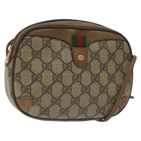 GUCCI GG Supreme 織帶雪莉線包 PVC 米金色 89 02 066 正品 129909