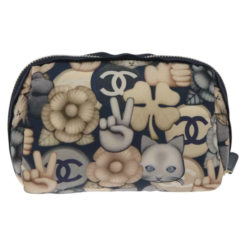 【日本直送】香奈兒 COCO 標誌尼龍海軍藍手拿包 CC 正品 129975V-1