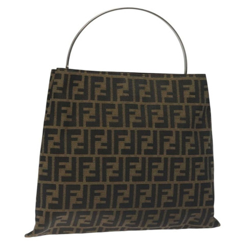 FENDI Zucca 帆布手提包 黑棕色 正品 129930