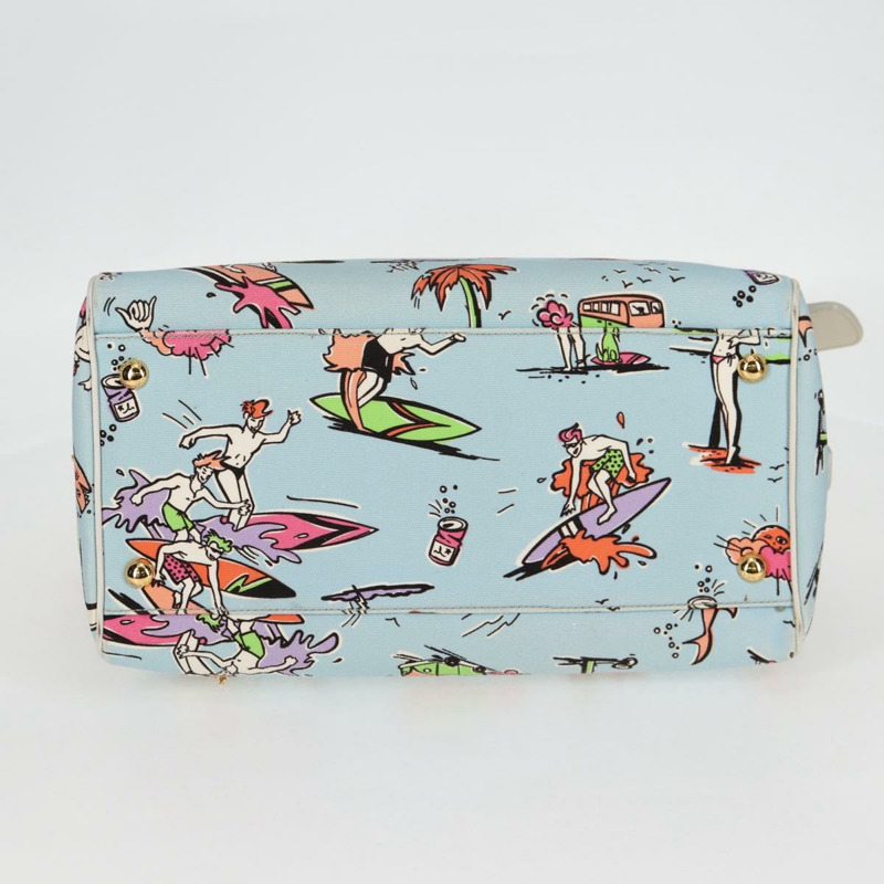 【日本直送】PRADA 手提包 帆布 2 向 淺藍色 金色 正品 130352V-4