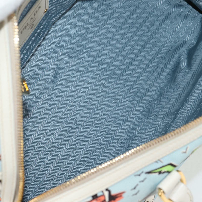 【日本直送】PRADA 手提包 帆布 2 向 淺藍色 金色 正品 130352V-9