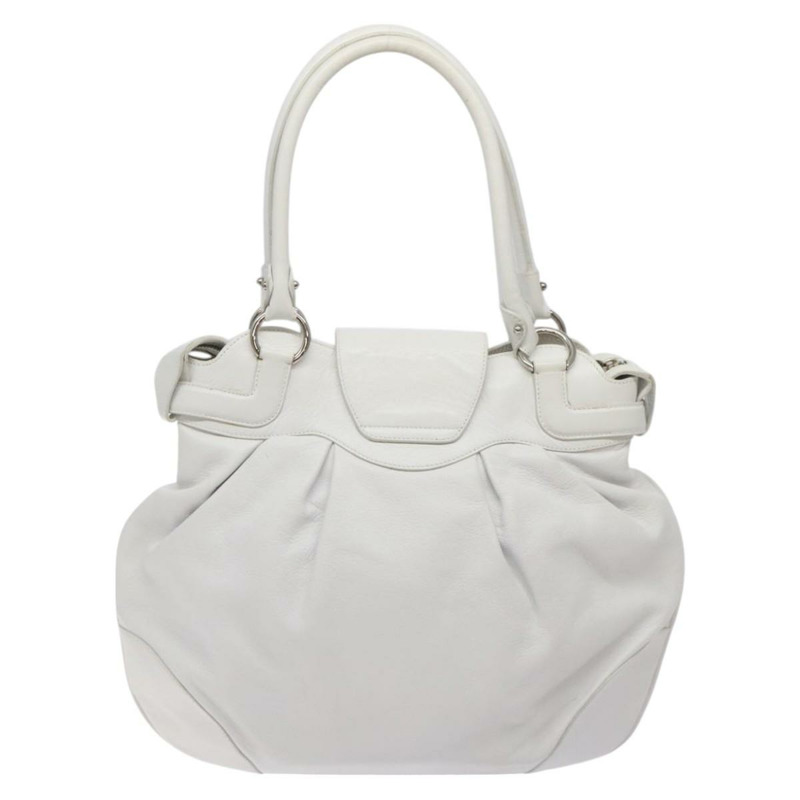 【日本直送】Salvatore Ferragamo Gancini 單肩包 皮革 白色 銀色 正品 128020-1