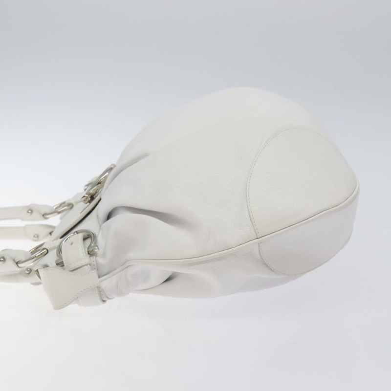 【日本直送】Salvatore Ferragamo Gancini 單肩包 皮革 白色 銀色 正品 128020-3