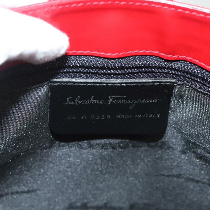 【日本直送】Salvatore Ferragamo Vala 單肩包 皮革 紅金 正品 128018-11