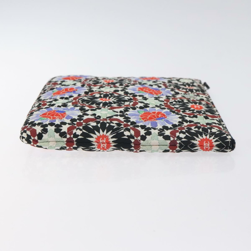 【日本直送】香奈兒聖誕手拿包 尼龍 黑色 銀色 CC 標誌 正品 130636V-2