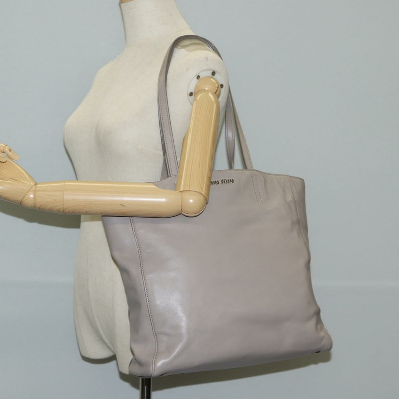 【日本直送】Miu Miu 手提包 皮革 銀色 淺灰色 正品 130156V-24