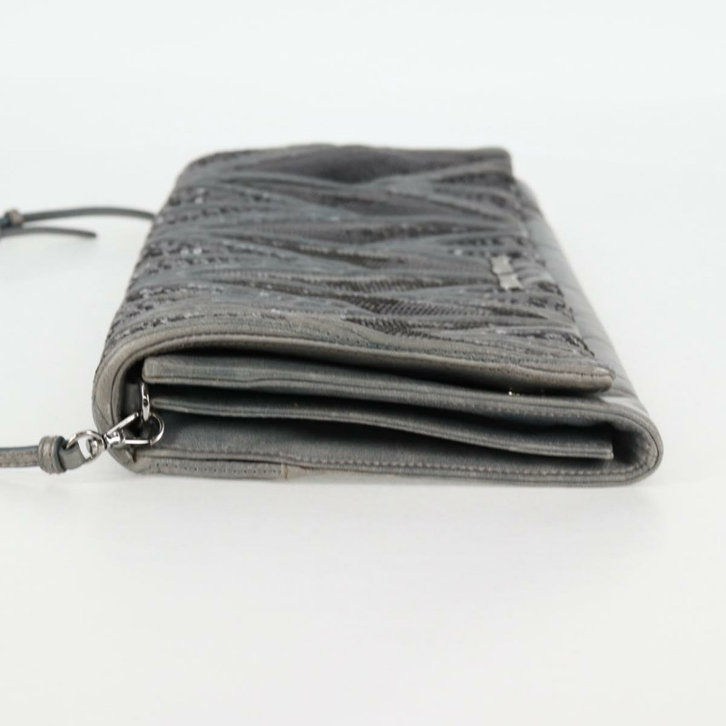 【日本直送】Miu Miu 亮片肩包 皮革 淺藍色 銀色 正品 130158V-2