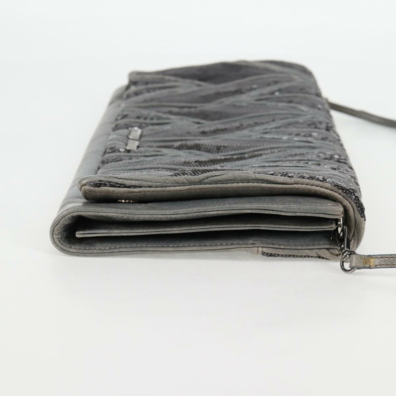 【日本直送】Miu Miu 亮片肩包 皮革 淺藍色 銀色 正品 130158V-3