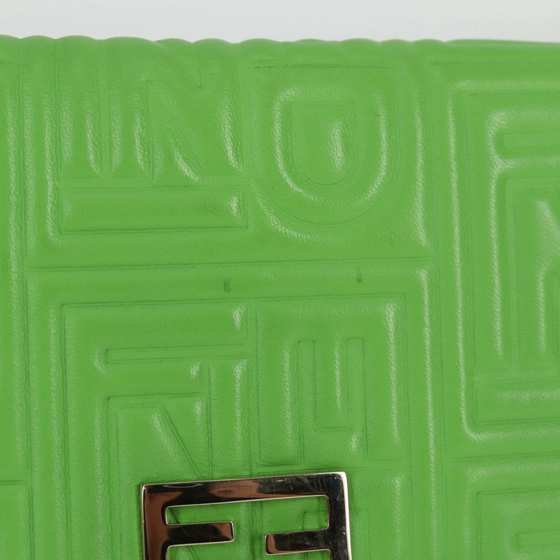 【日本直送】FENDI 鏈條單肩皮夾 皮革 綠金色 正品 130512M-1