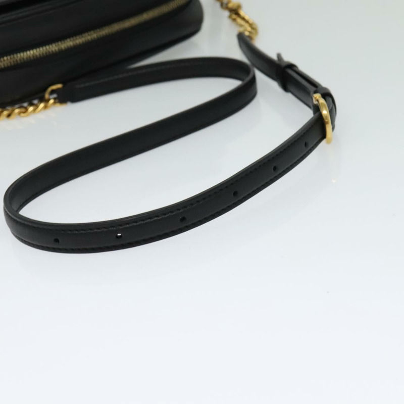 【日本直送】Salvatore Ferragamo Gancini 鏈條單肩包 皮革 黑金色 正品 131182-6