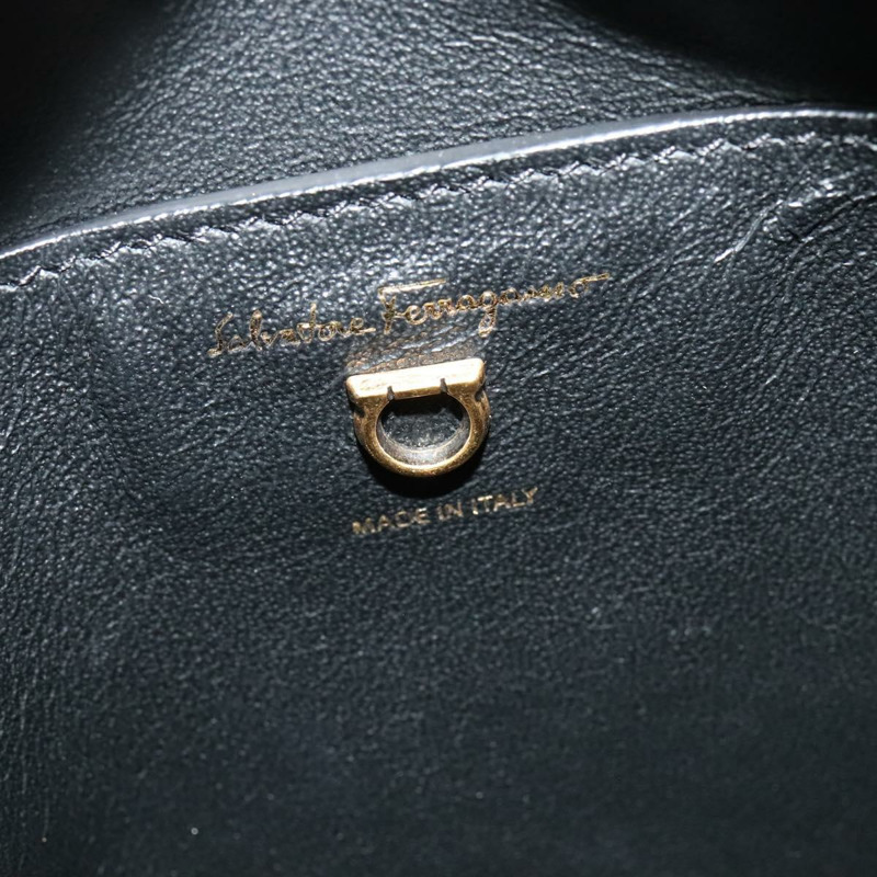 【日本直送】Salvatore Ferragamo Gancini 鏈條單肩包 皮革 黑金色 正品 131182-8