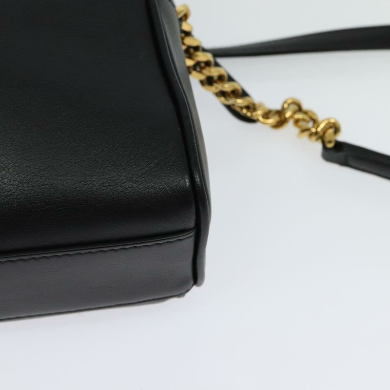 【日本直送】Salvatore Ferragamo Gancini 鏈條單肩包 皮革 黑金色 正品 131182-16