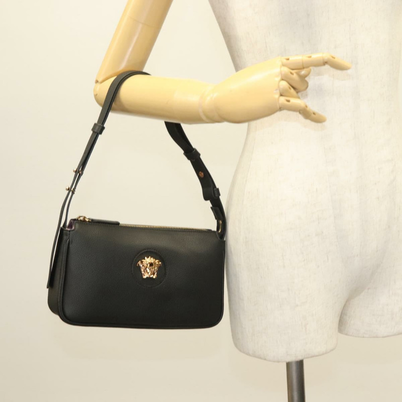 【日本直送】VERSACE 肩背包 皮革 黑金 正品 130273-23