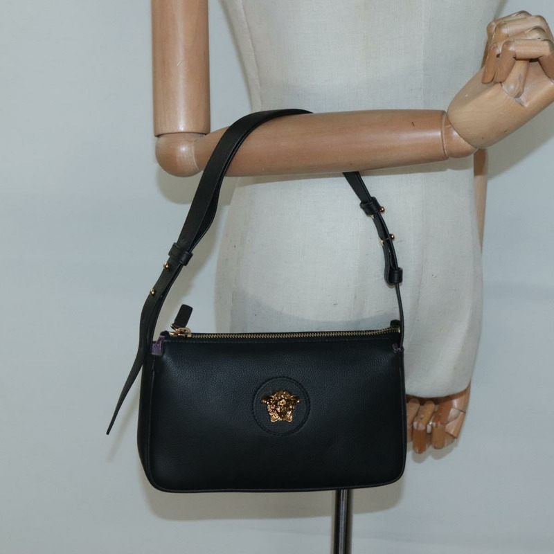 【日本直送】VERSACE 肩背包 皮革 黑金 正品 130271-20