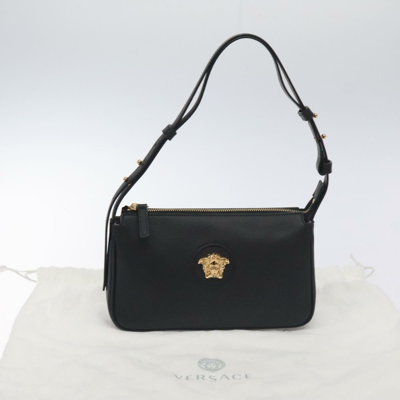 【日本直送】VERSACE 肩背包 皮革 黑金 正品 130266-11