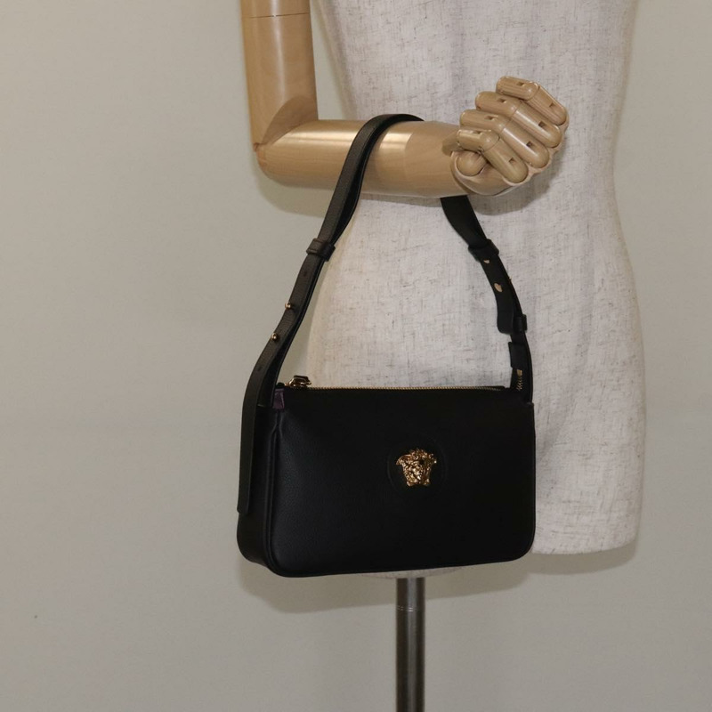 【日本直送】VERSACE 肩背包 皮革 黑金 正品 130266-22