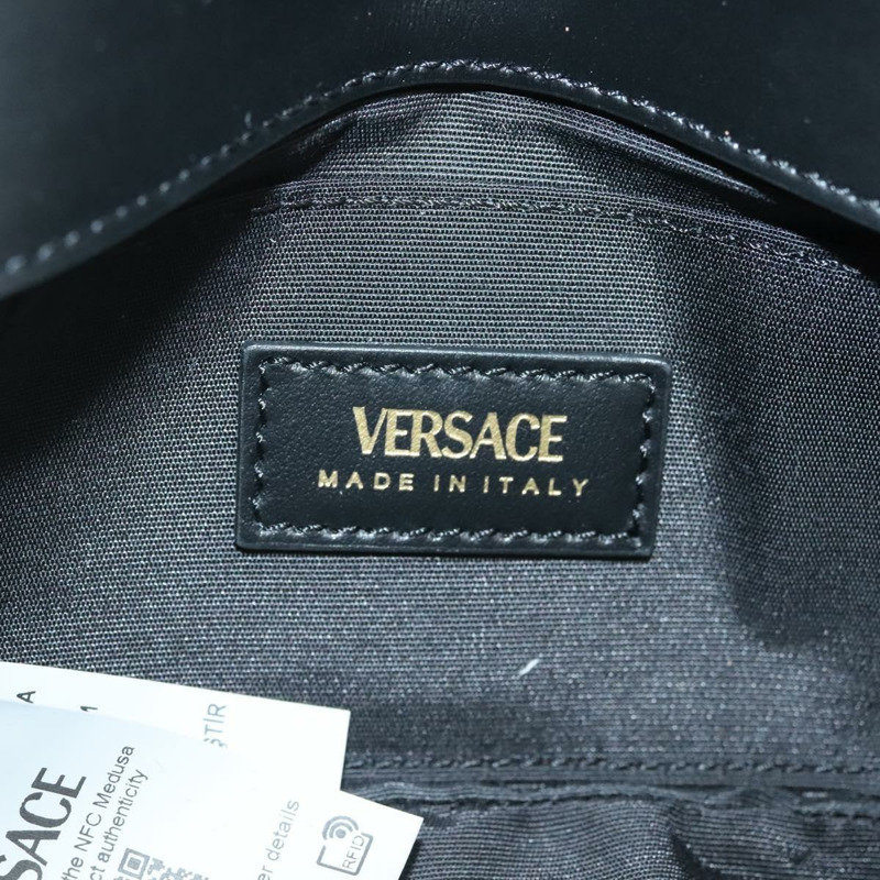 【日本直送】VERSACE 鏈條單肩包 皮革 黑金 正品 130277-18