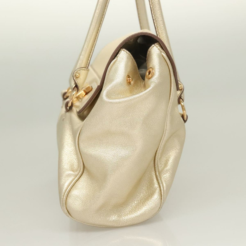 【日本直送】Salvatore Ferragamo Gancini 手提包 皮革 金色 金色 正品 131050-2