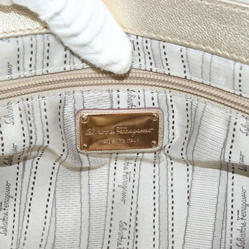 【日本直送】Salvatore Ferragamo Gancini 手提包 皮革 金色 金色 正品 131050-16